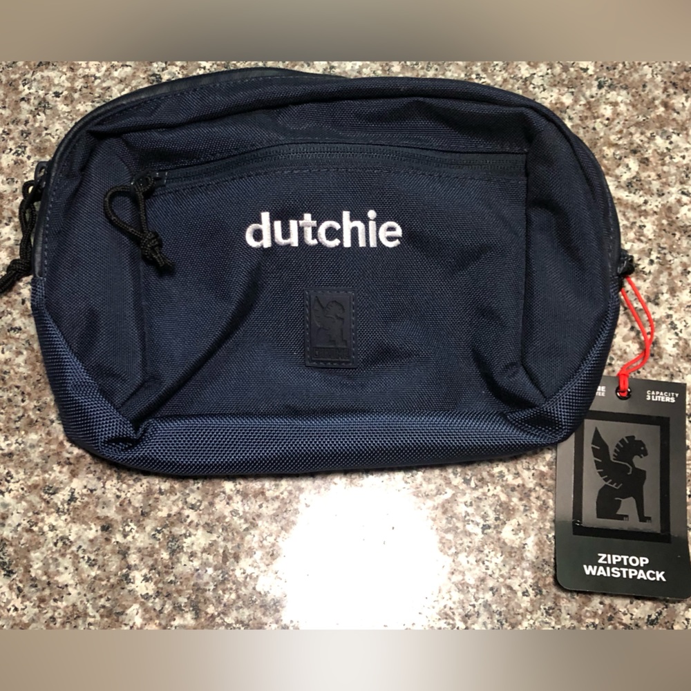 Brand new Chrome fanny pack never used. States Dutchie on it